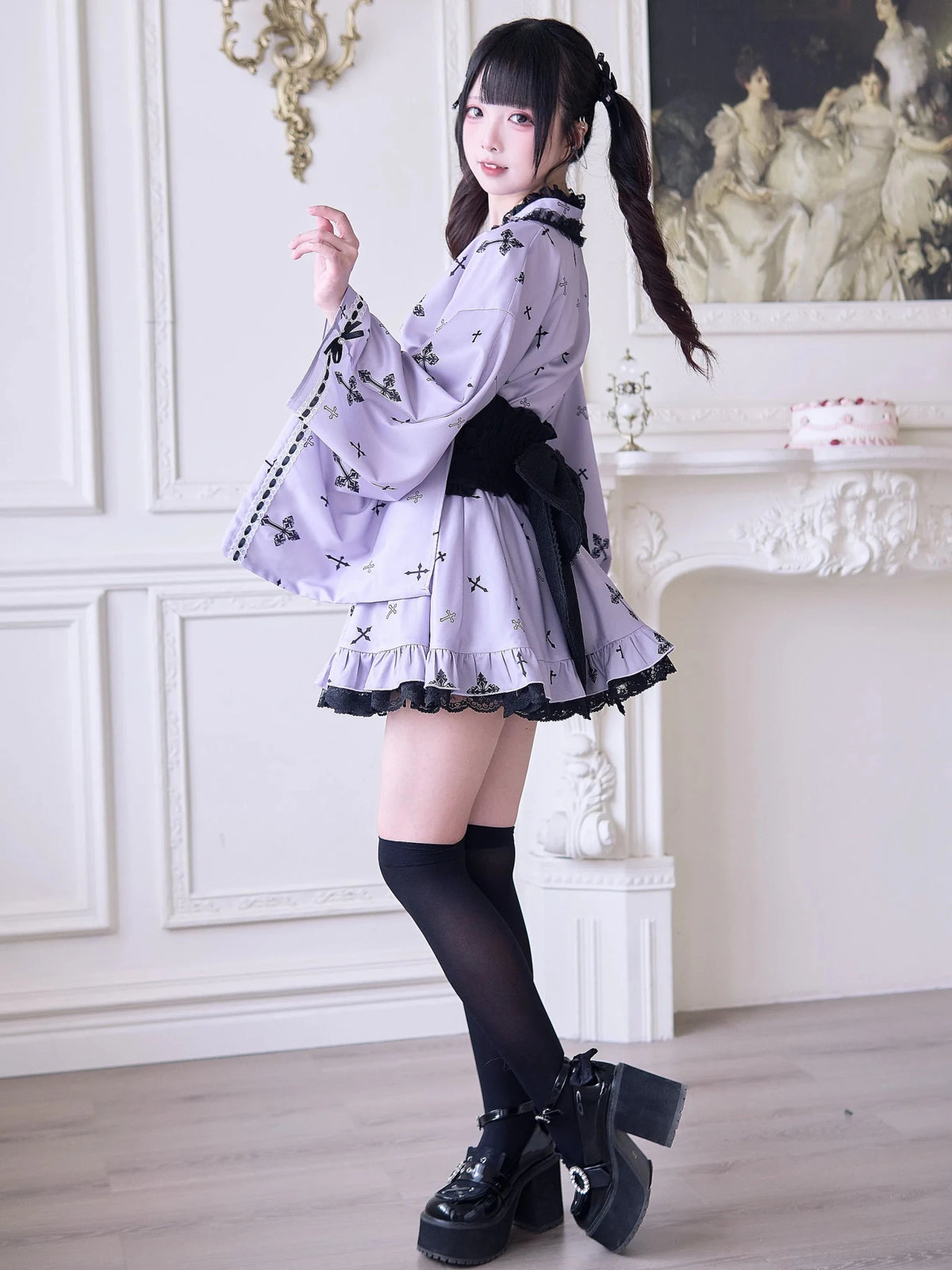Cross Covenant Japanese Light Gothic Mass Produced Yukata Set - LolitaEra