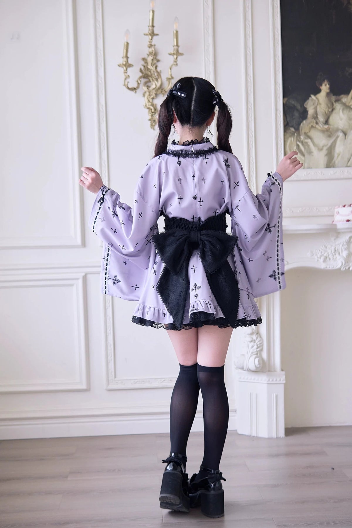 Cross Covenant Japanese Light Gothic Mass Produced Yukata Set - LolitaEra