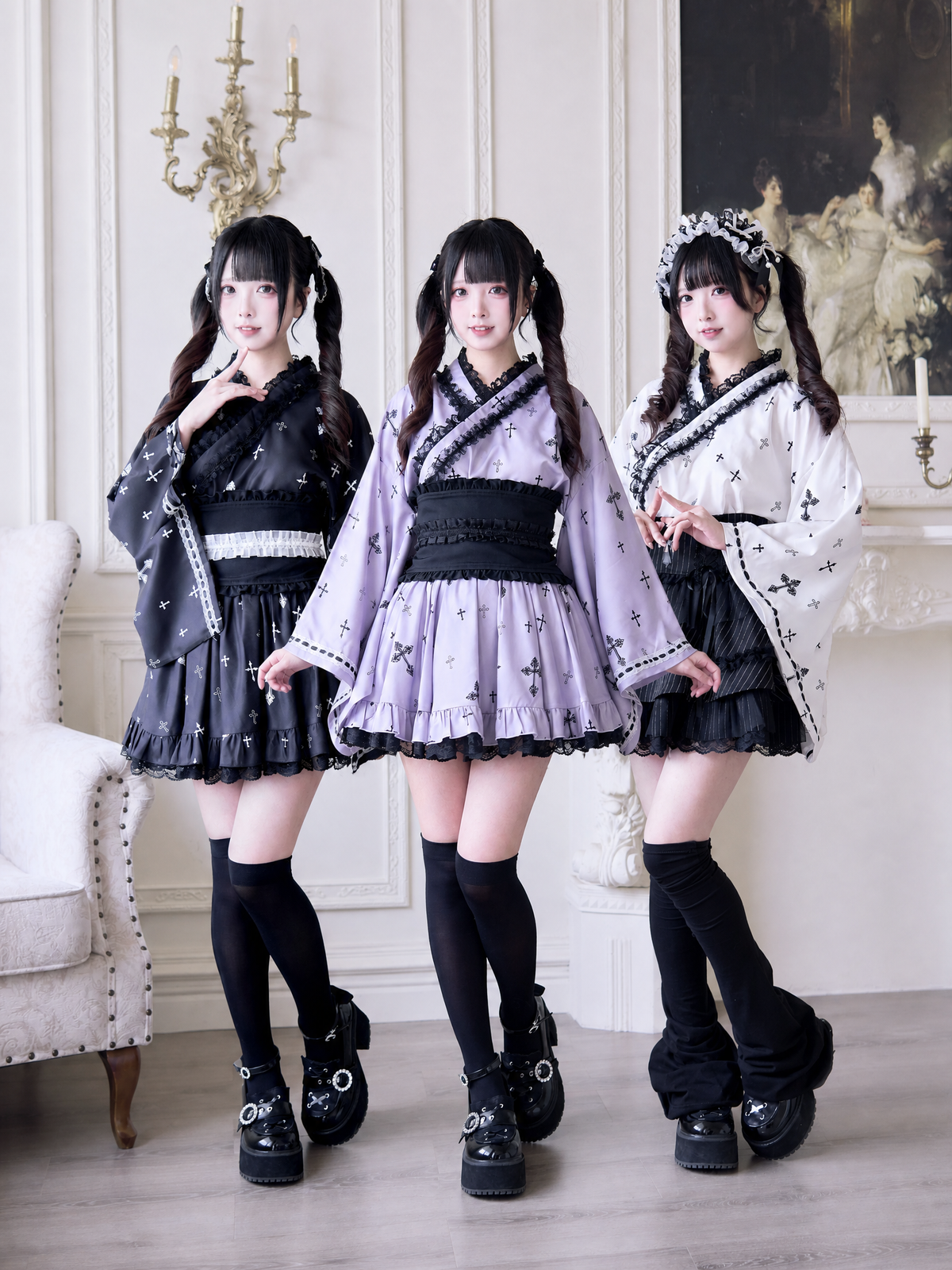 Cross Covenant Japanese Light Gothic Mass Produced Yukata Set - LolitaEra