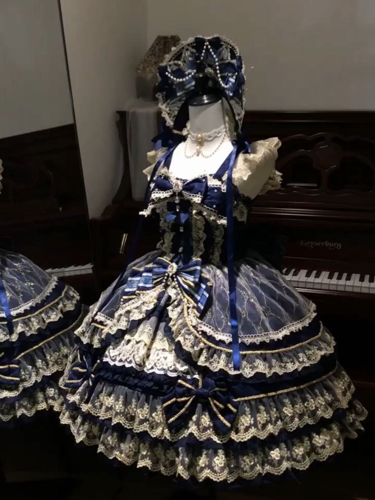 Crown of Gems Lolita Original Doll‑Like Strap JSK Blue Dress - LolitaEra