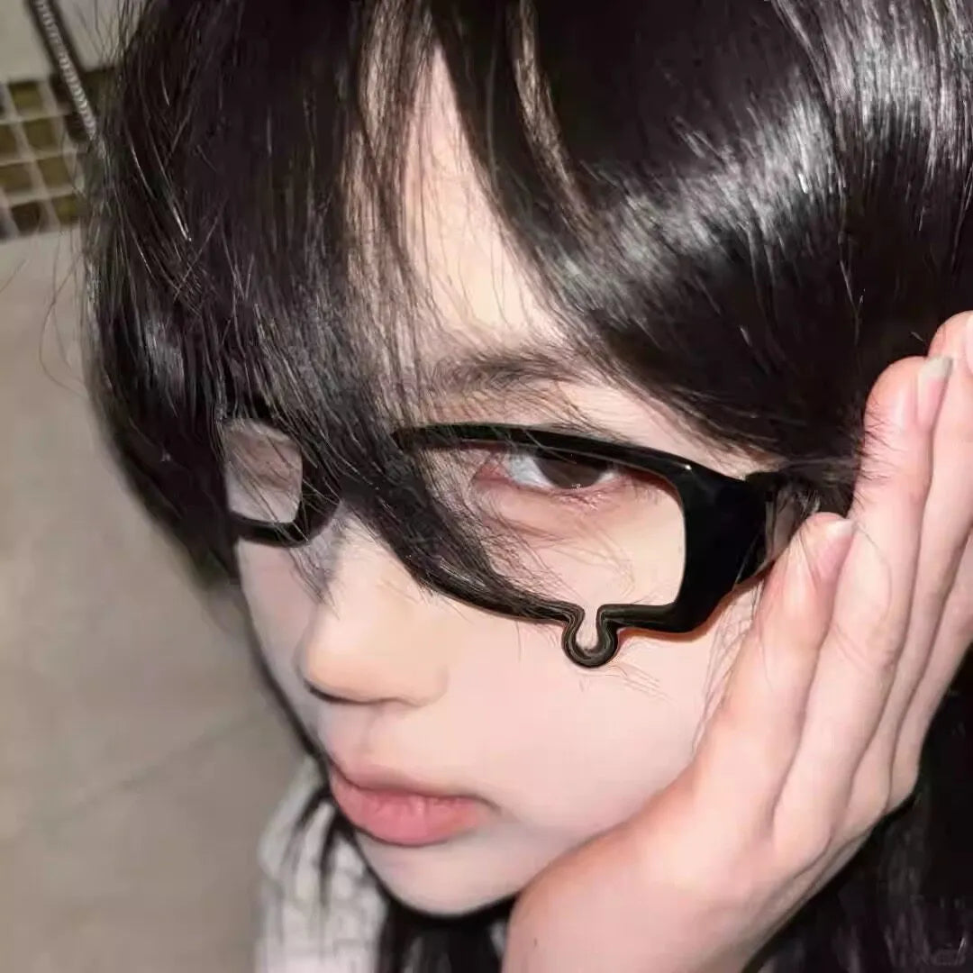 KHEPHAIA Crying Tear Glasses Book Teardrop Shape Subculture Cosplay Glasses Frame Cute Y2K Bare Face Unique