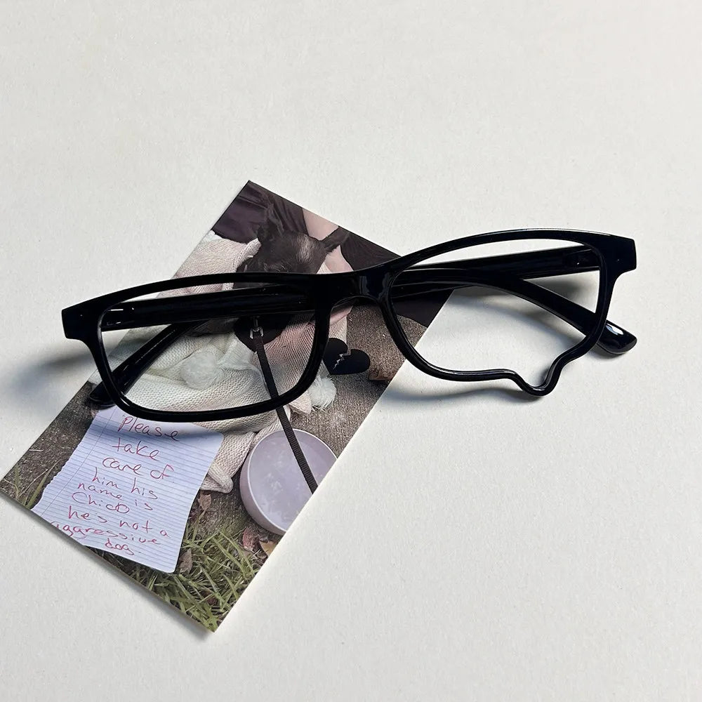 KHEPHAIA Crying Tear Glasses Book Teardrop Shape Subculture Cosplay Glasses Frame Cute Y2K Bare Face Unique