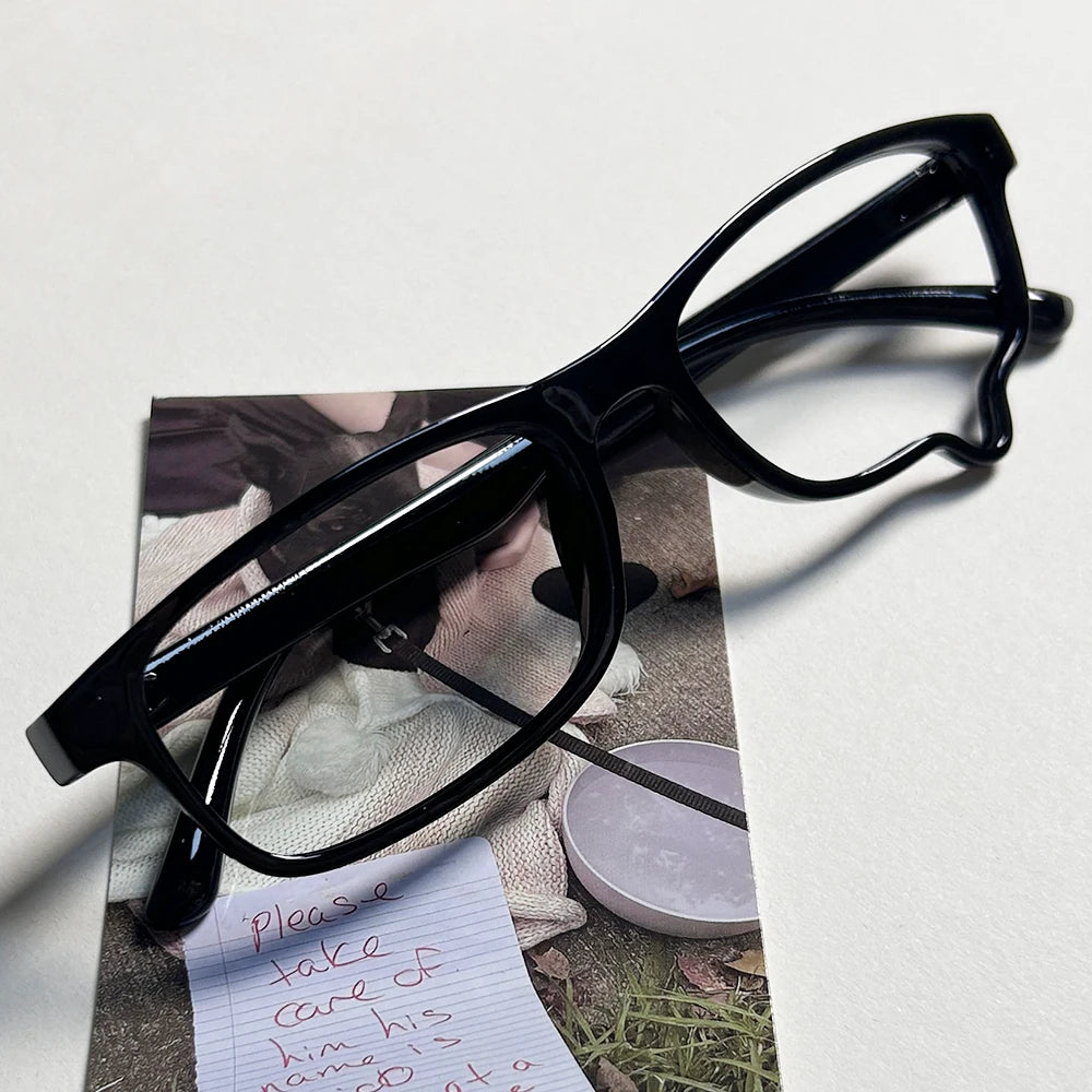 KHEPHAIA Crying Tear Glasses Book Teardrop Shape Subculture Cosplay Glasses Frame Cute Y2K Bare Face Unique