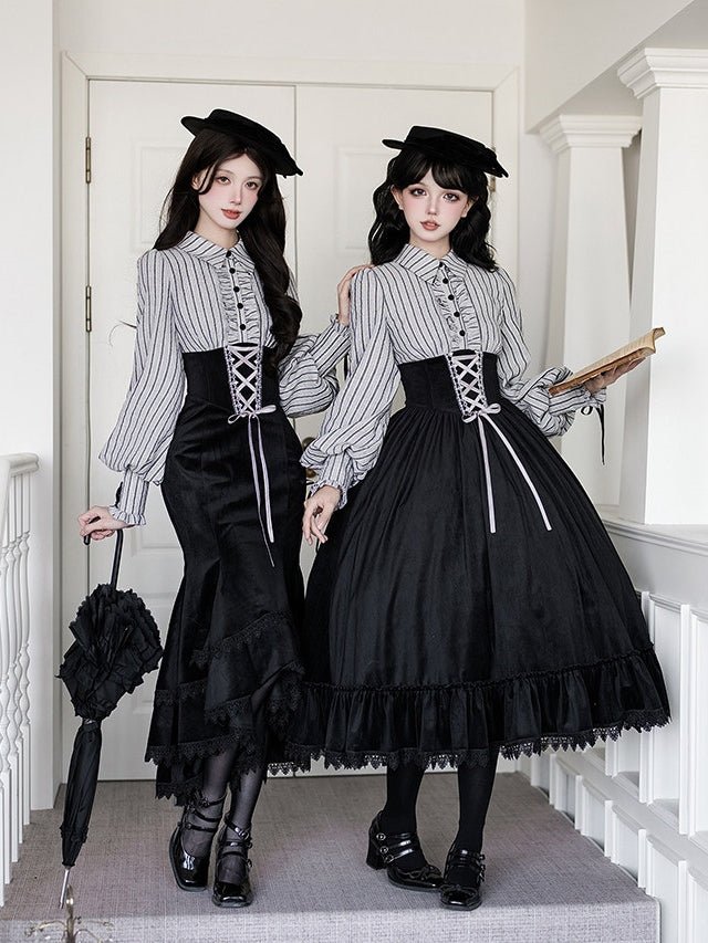 Curtain Call Classic Lolita OP/Mermaid Dress Set 1323 - LolitaEraOP Dress SetSCurtain Call Classic Lolita OP/Mermaid Dress Set 1323