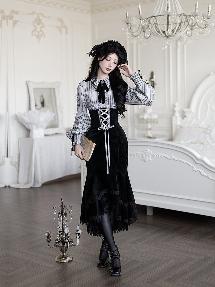 Curtain Call Classic Lolita OP/Mermaid Dress Set 1323 - LolitaEraOP Dress SetSCurtain Call Classic Lolita OP/Mermaid Dress Set 1323