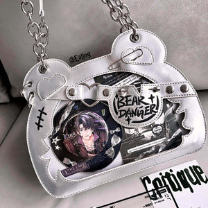 Cute Bear God Claw Patent Leather Ita Bag 1289 - LolitaEraSilverCute Bear God Claw Patent Leather Ita Bag 1289
