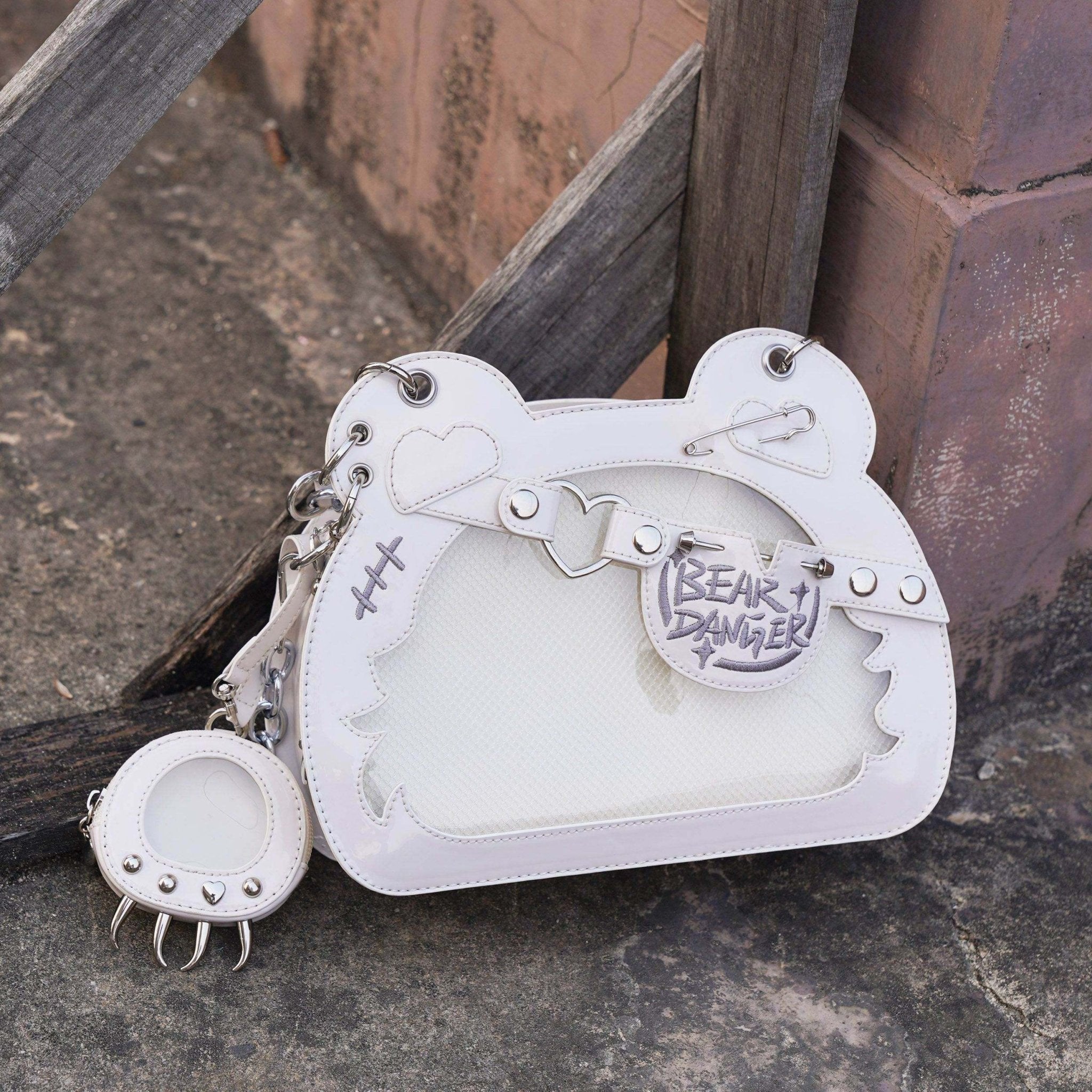 Cute Bear God Claw Patent Leather Ita Bag 1289 - LolitaEraBlueCute Bear God Claw Patent Leather Ita Bag 1289