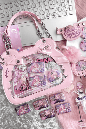 Cute Bear God Claw Patent Leather Ita Bag 1289 - LolitaEraSilverCute Bear God Claw Patent Leather Ita Bag 1289