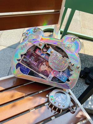 Cute Bear God Claw Patent Leather Ita Bag 1289 - LolitaEraSilverCute Bear God Claw Patent Leather Ita Bag 1289