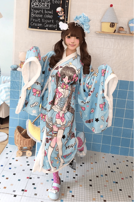 Cute Loungewear Vintage Long - Sleeve Flannel Robe - LolitaEraPinkCute Loungewear Vintage Long - Sleeve Flannel Robe