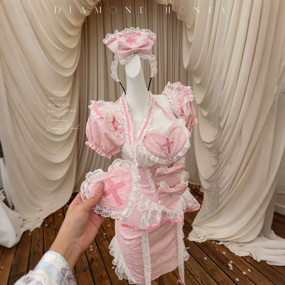 Cute Pink Modern Cheongsam Maid Nurse Cosplay Set