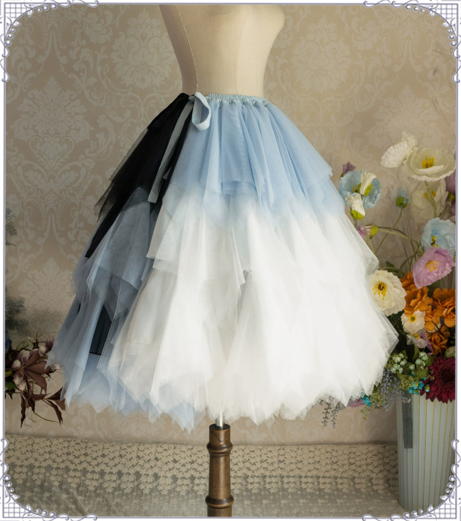 Berry Pie Gradient Feather Yarn Petticoat Lolita Underskirt