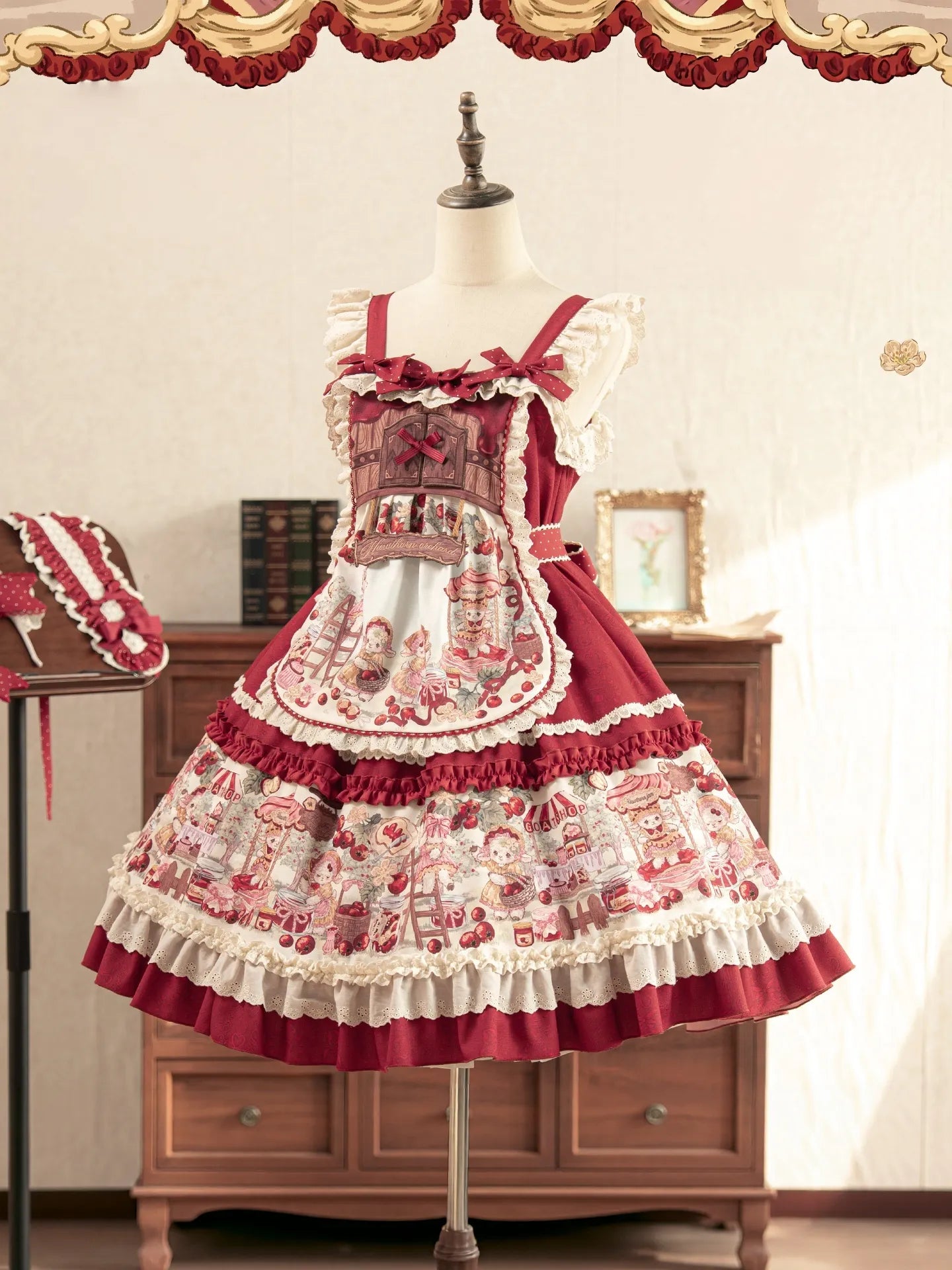 Hawthorn Berry Jam Doll Print Vintage Sweet Lolita OP/JSK Dress