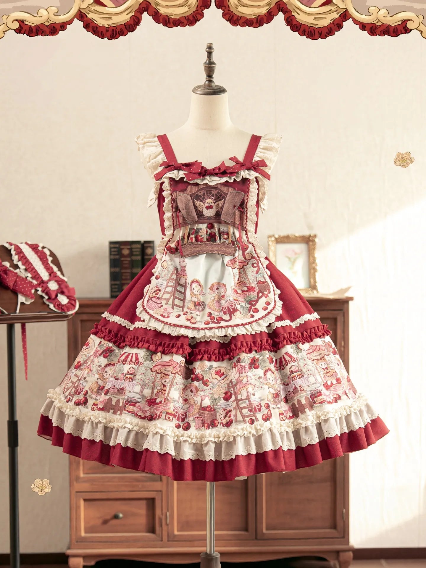 Hawthorn Berry Jam Doll Print Vintage Sweet Lolita OP/JSK Dress