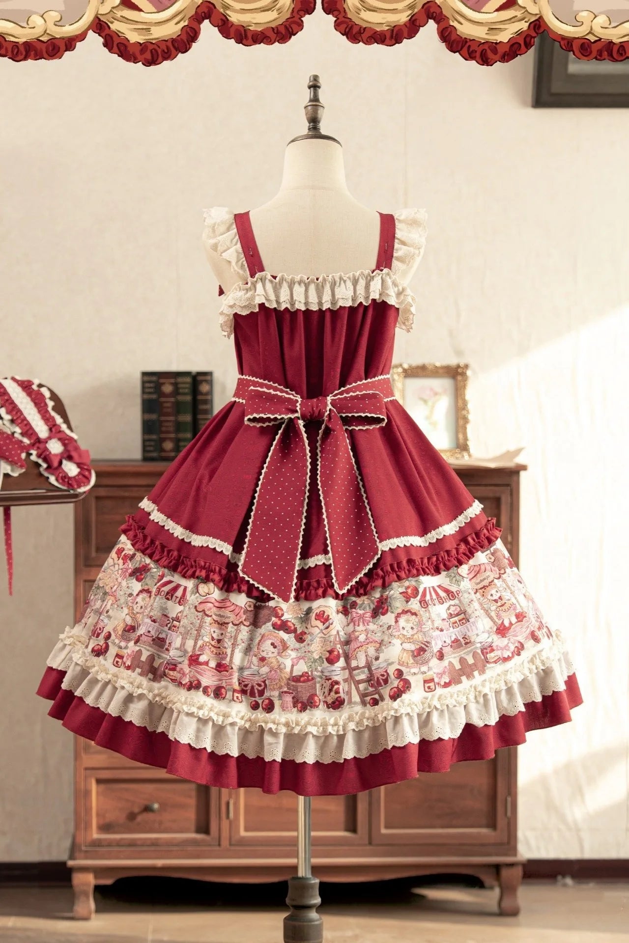 Hawthorn Berry Jam Doll Print Vintage Sweet Lolita OP/JSK Dress