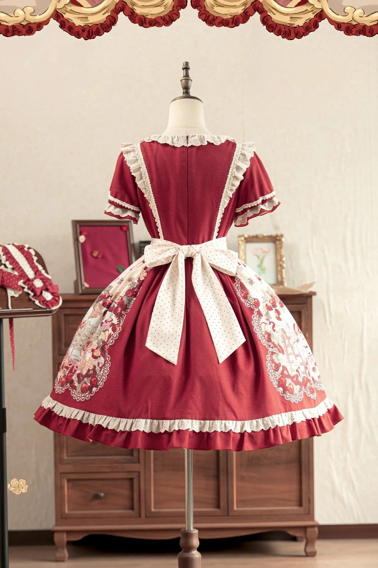 Hawthorn Berry Jam Doll Print Vintage Sweet Lolita OP/JSK Dress