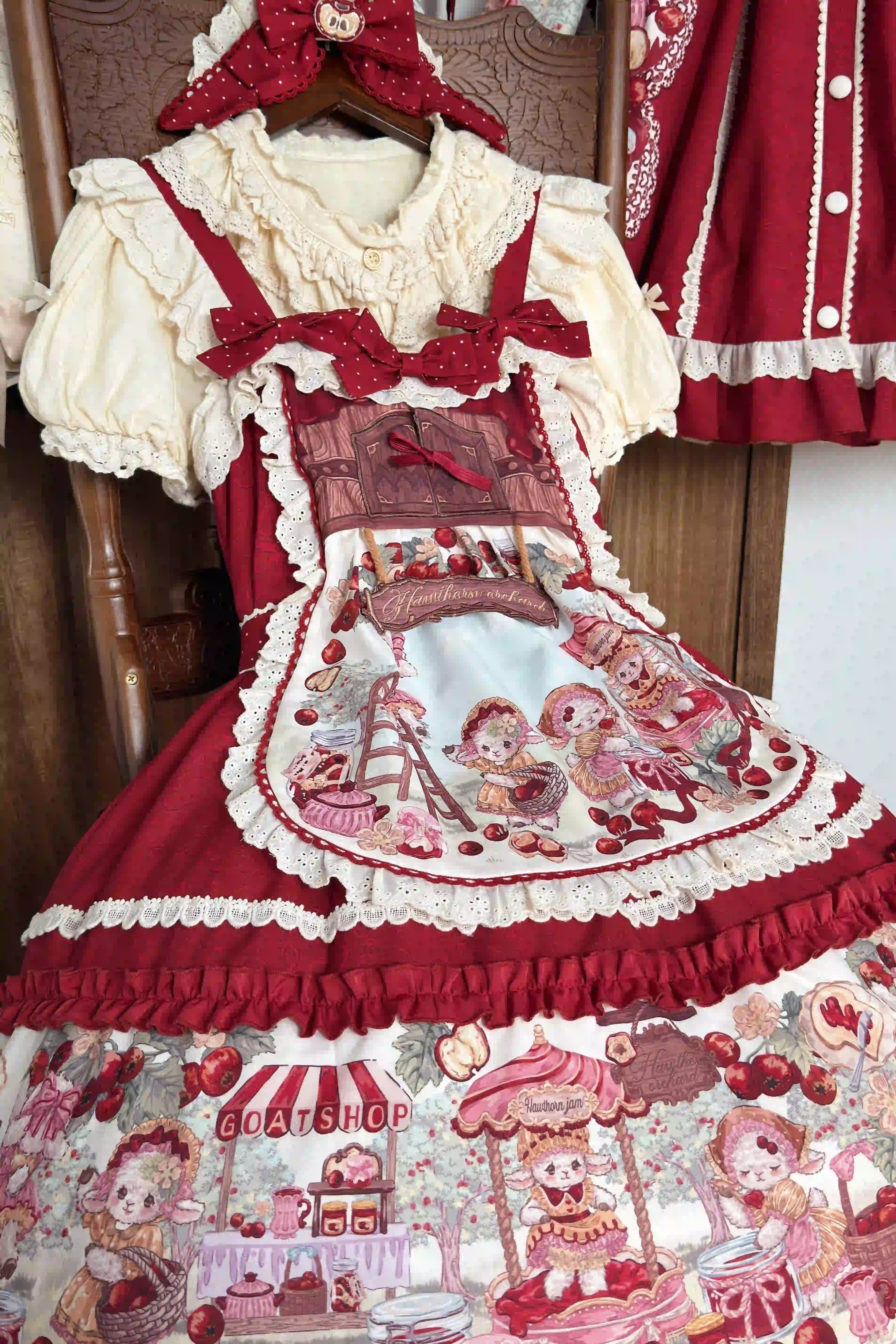 Hawthorn Berry Jam Doll Print Vintage Sweet Lolita OP/JSK Dress