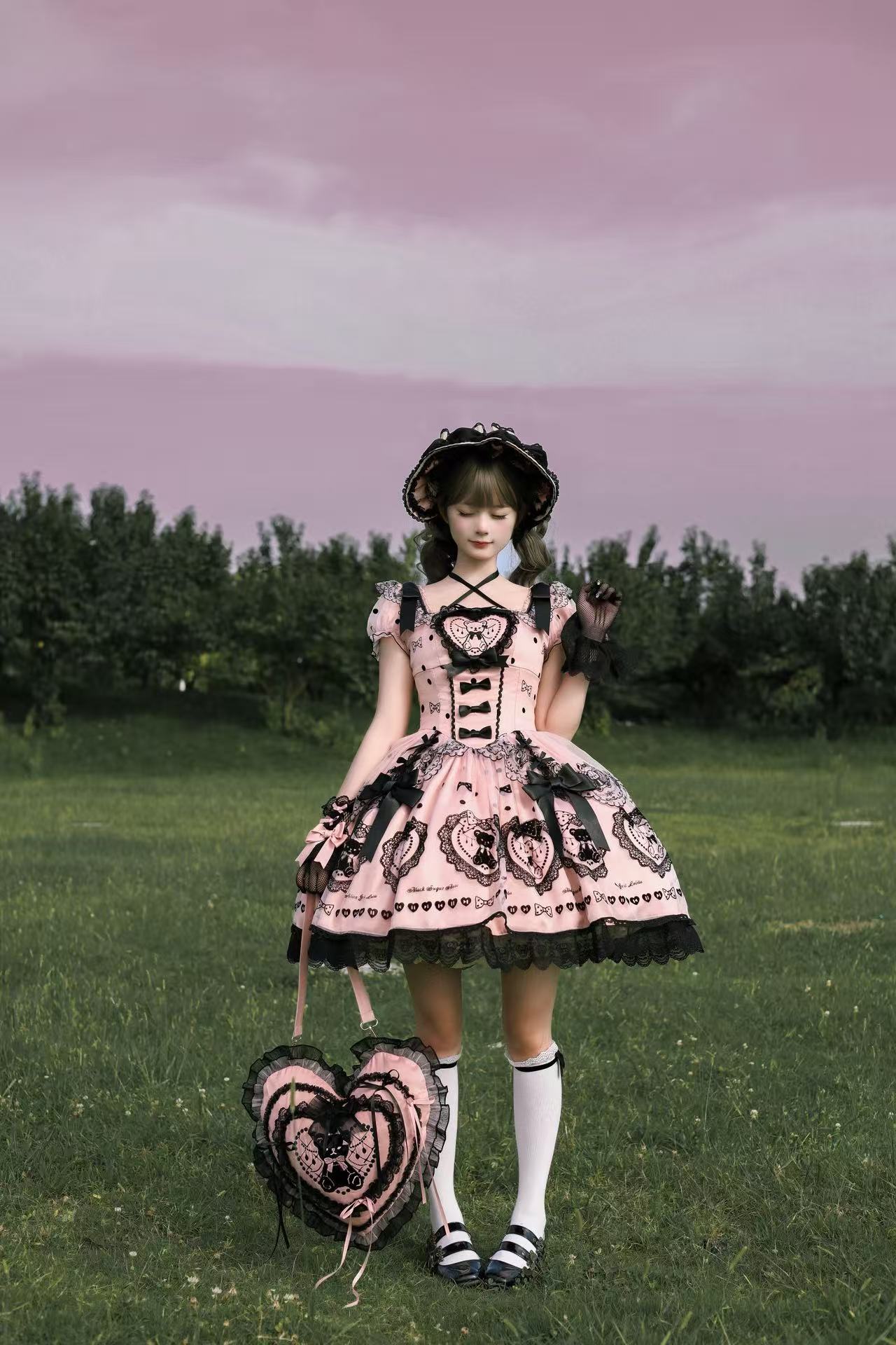 Black Sugar Bear Lolita Pink Dress