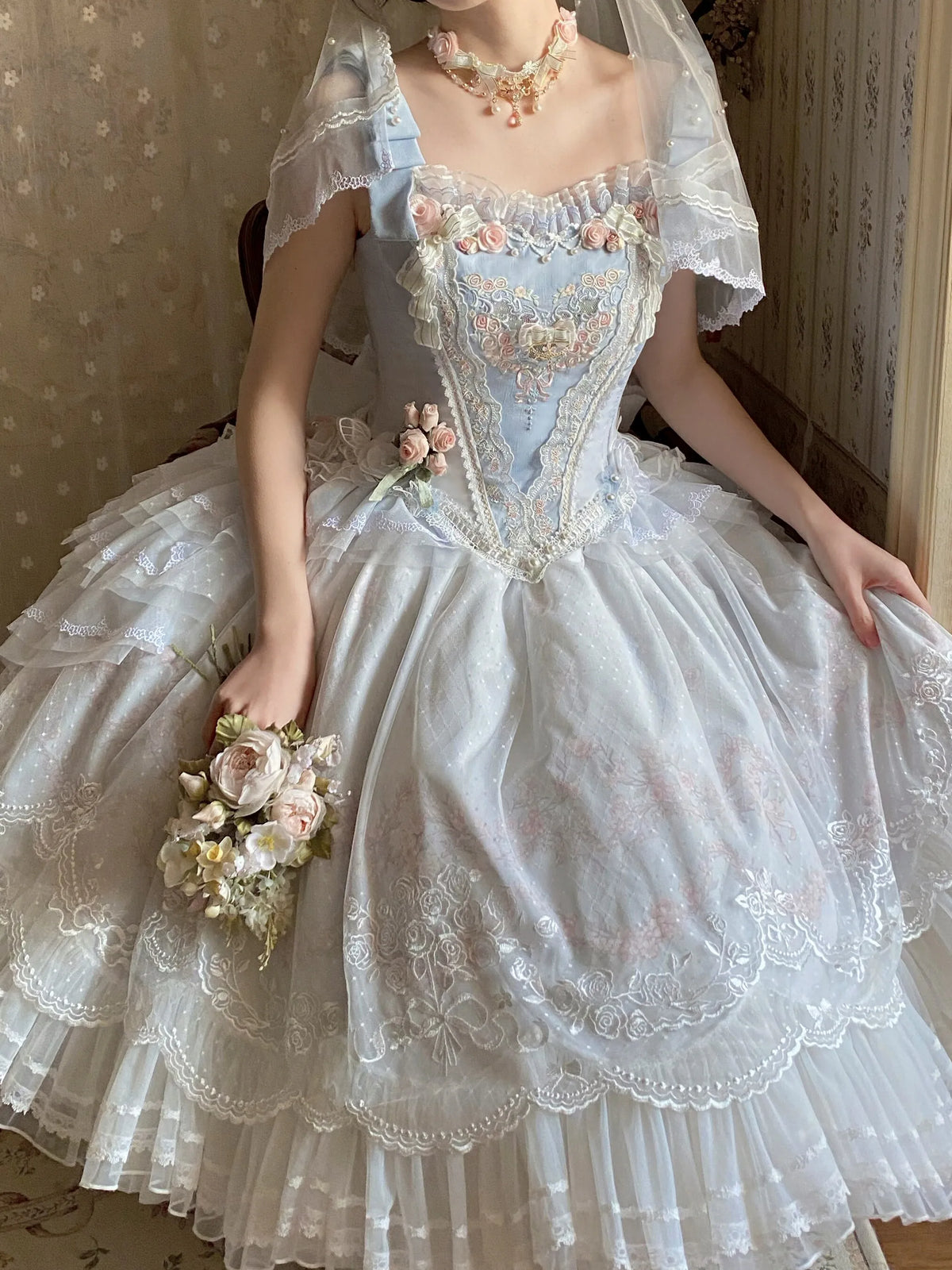 [In Stock] Dream Dance Lolita Wedding Embroidery Corset