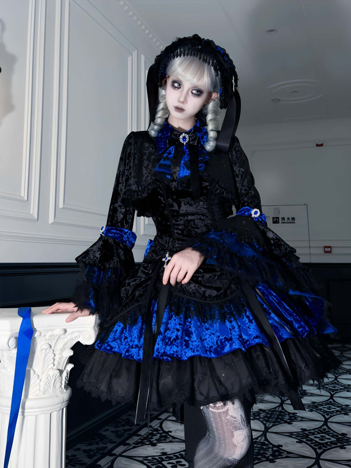 Dark Crow Poem Gothic Lolita Velvet JSK Dress Set - LolitaEra
