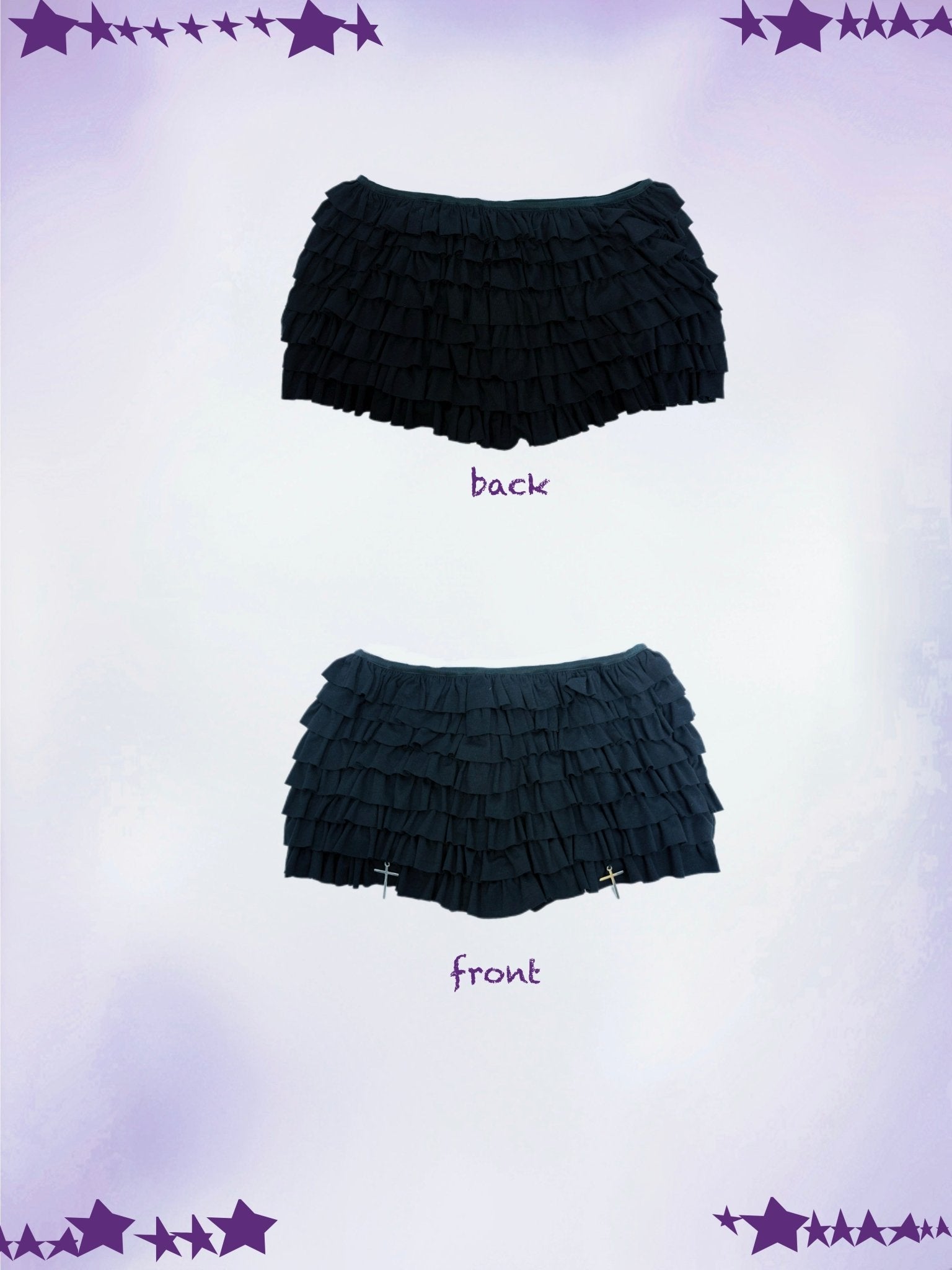 Dark Gothic Cross Top & Tiered Skirt Set - LolitaEraSleevesDark Gothic Cross Top & Tiered Skirt Set