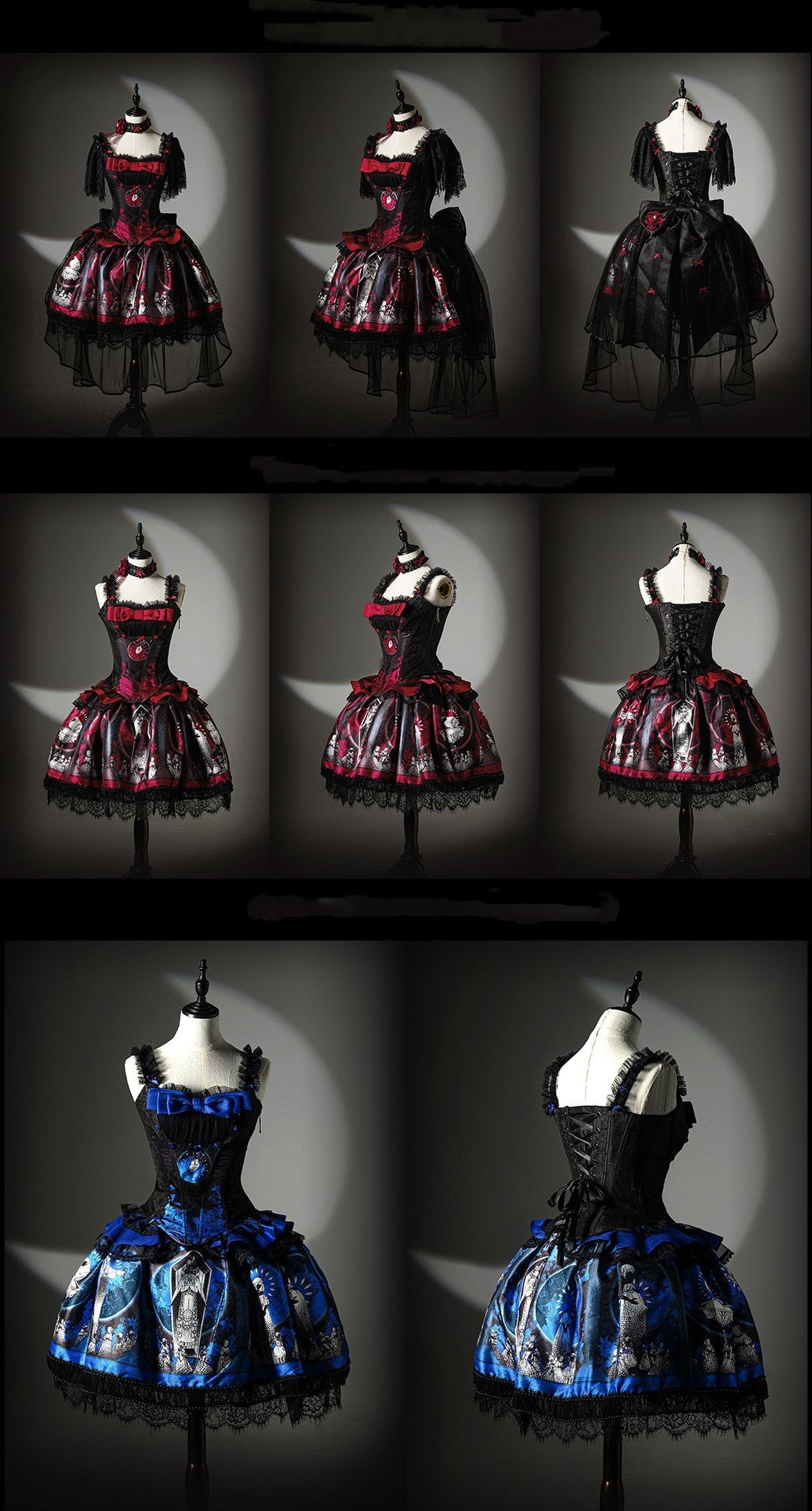 Dark Moon Corridor Gothic Lolita Set 1215 - LolitaEraFour - Piece Red SetSDark Moon Corridor Gothic Lolita Set 1215