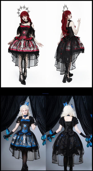 Dark Moon Corridor Gothic Lolita Set 1215 - LolitaEraFour - Piece Red SetSDark Moon Corridor Gothic Lolita Set 1215