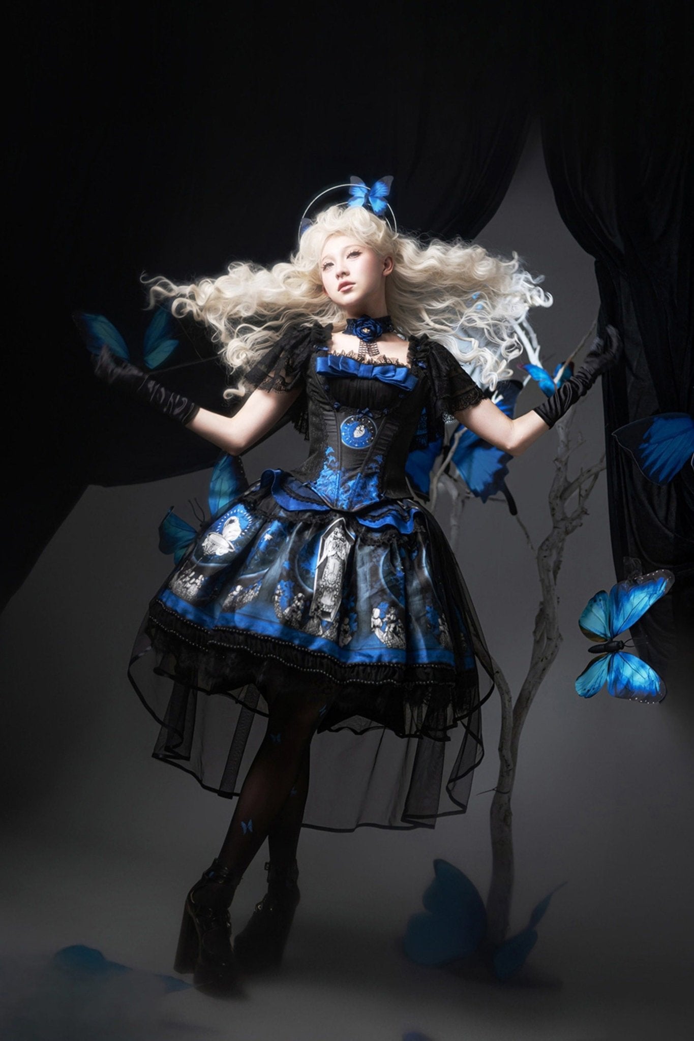 Dark Moon Corridor Gothic Lolita Set 1215 - LolitaEraFour - Piece Red SetSDark Moon Corridor Gothic Lolita Set 1215