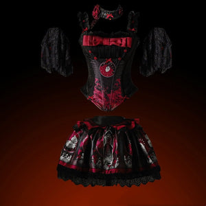 Dark Moon Corridor Gothic Lolita Set 1215 - LolitaEraFour - Piece Red SetSDark Moon Corridor Gothic Lolita Set 1215