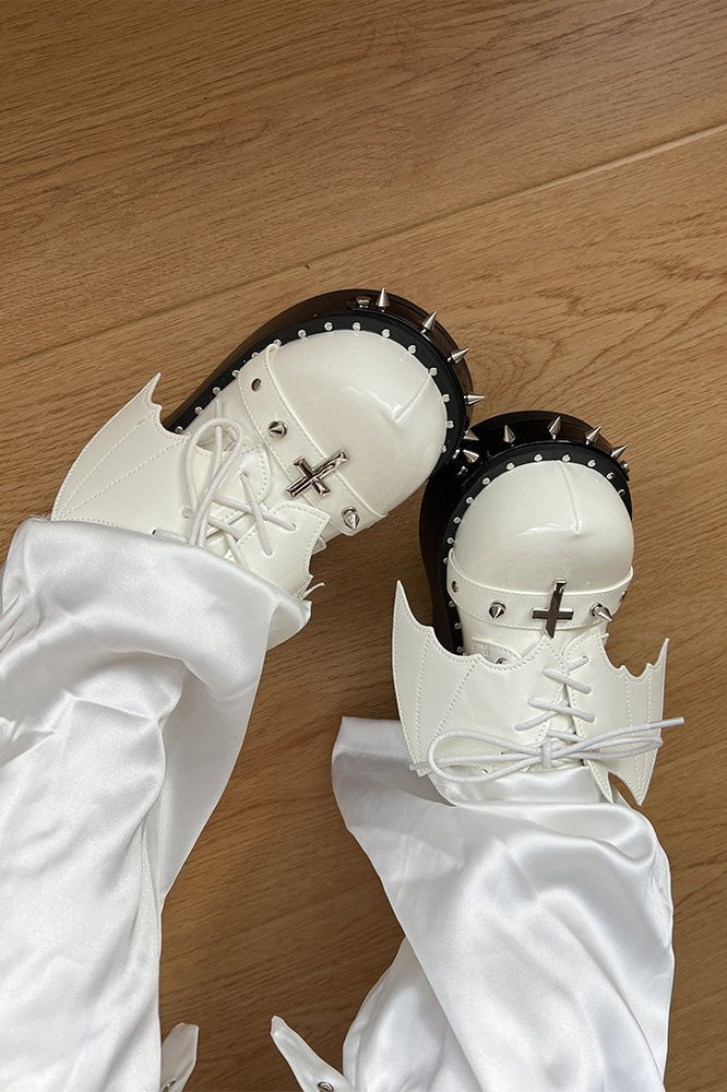 Dark Night Earl Punk Dark Platform Shoes LE5113 - LolitaEraWhite34Dark Night Earl Punk Dark Platform Shoes LE5113