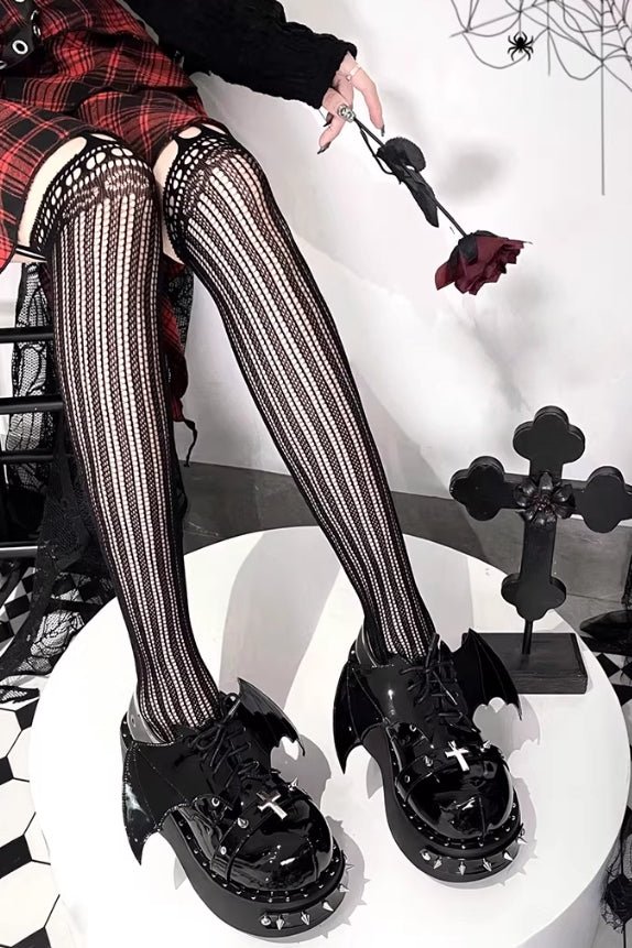 Dark Night Earl Punk Dark Platform Shoes LE5113 - LolitaEraBlack Set34Dark Night Earl Punk Dark Platform Shoes LE5113