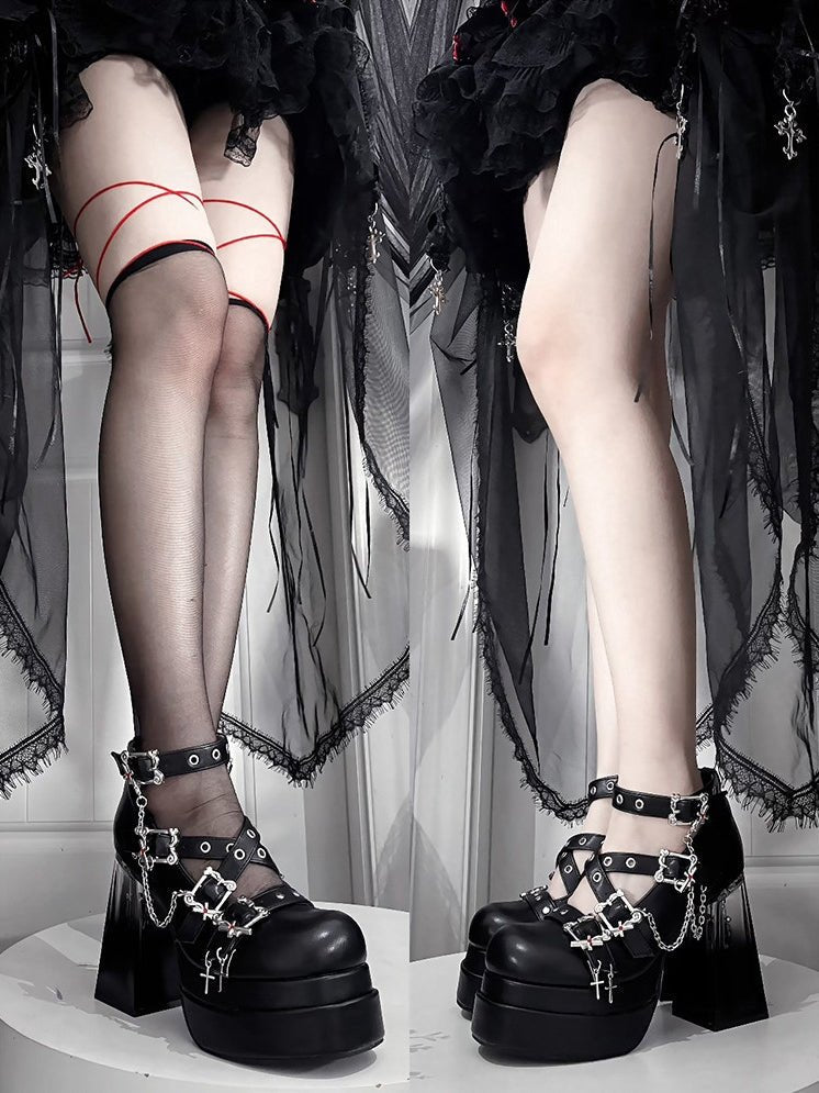 Dark Night Enchantress Gothic Heels LE5111 - LolitaEraPatent leather black36Dark Night Enchantress Gothic Heels LE5111