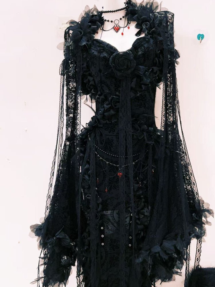 Dark Poem Gothic Lace Dress - LolitaEraBlack DressSDark Poem Gothic Lace Dress