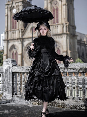 Dawn Chime & Dusk Ballad Gothic Doll - Silhouette Twin OP - LolitaEraWhite SetSDawn Chime & Dusk Ballad Gothic Doll - Silhouette Twin OP