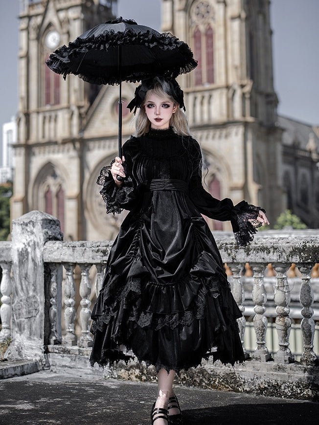 Dawn Chime & Dusk Ballad Gothic Doll - Silhouette Twin OP - LolitaEraWhite SetSDawn Chime & Dusk Ballad Gothic Doll - Silhouette Twin OP