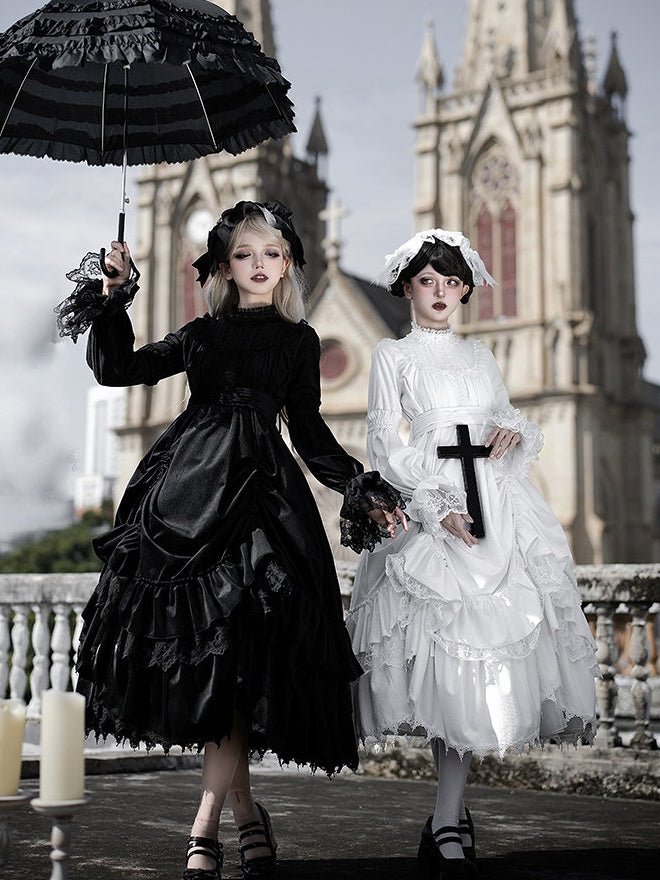 Dawn Chime & Dusk Ballad Gothic Doll - Silhouette Twin OP - LolitaEraWhite SetSDawn Chime & Dusk Ballad Gothic Doll - Silhouette Twin OP