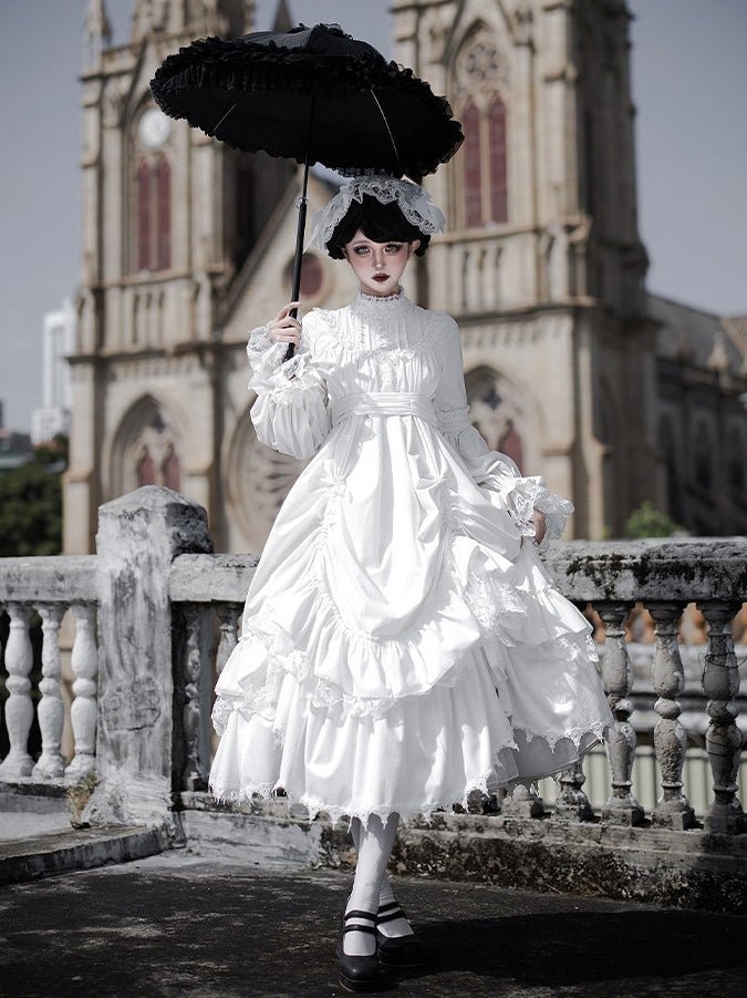 Dawn Chime & Dusk Ballad Gothic Doll - Silhouette Twin OP - LolitaEraWhite SetSDawn Chime & Dusk Ballad Gothic Doll - Silhouette Twin OP