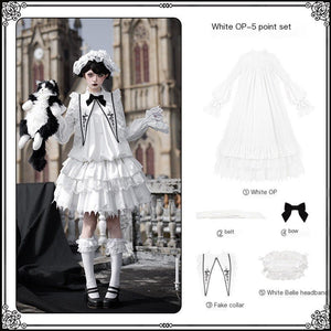 Dawn Chime & Dusk Ballad Gothic Doll - Silhouette Twin OP - LolitaEraWhite SetSDawn Chime & Dusk Ballad Gothic Doll - Silhouette Twin OP