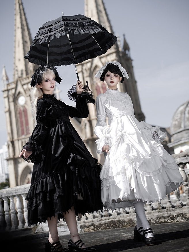 Dawn Chime & Dusk Ballad Gothic Doll - Silhouette Twin OP - LolitaEraWhite SetSDawn Chime & Dusk Ballad Gothic Doll - Silhouette Twin OP