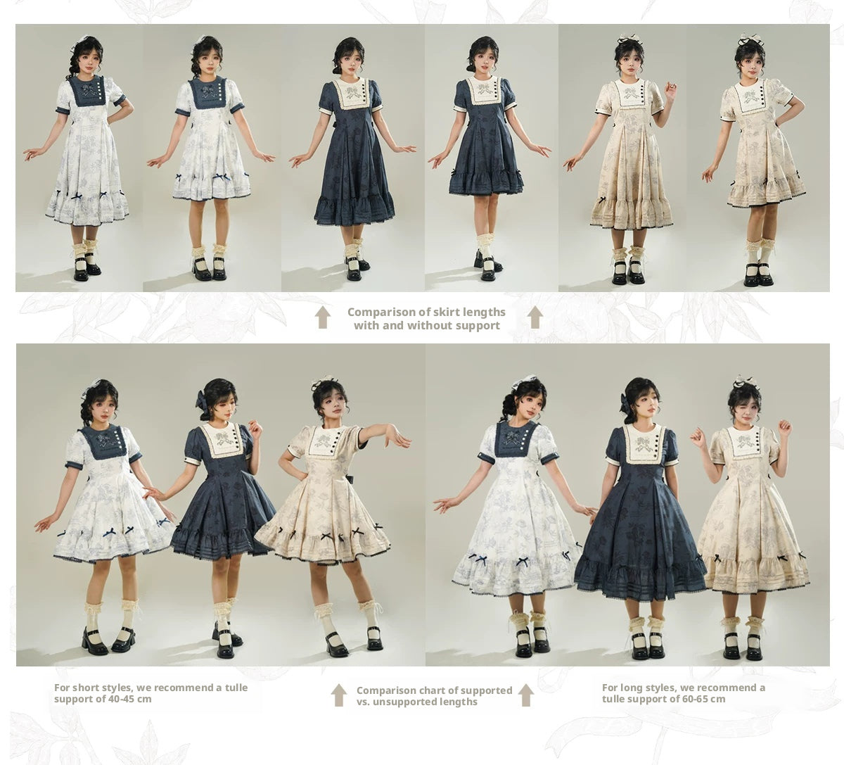 Peony Whisper Lolita Cla Printed Six‑Gore Cut Long OP Dress