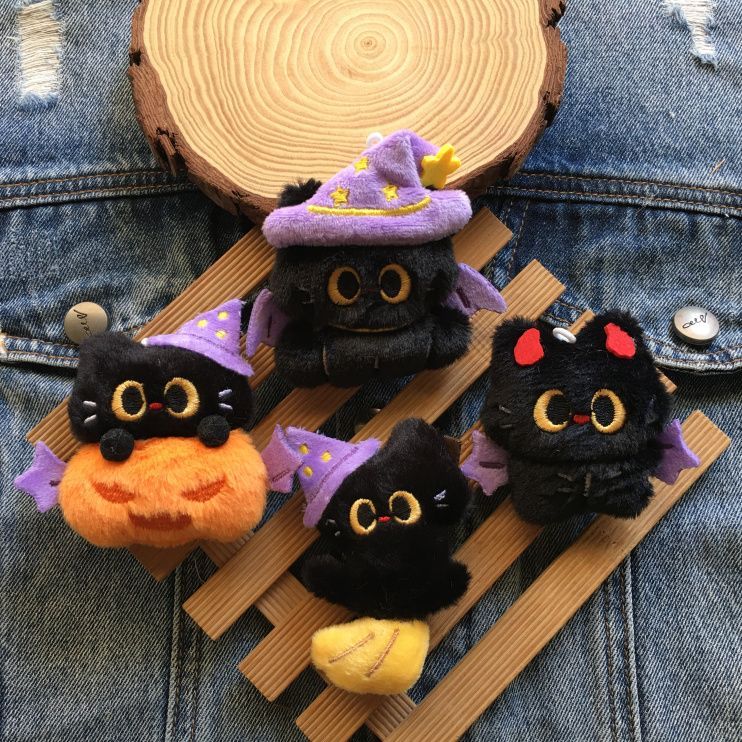 Halloween Cute Black Cat Plush Charm
