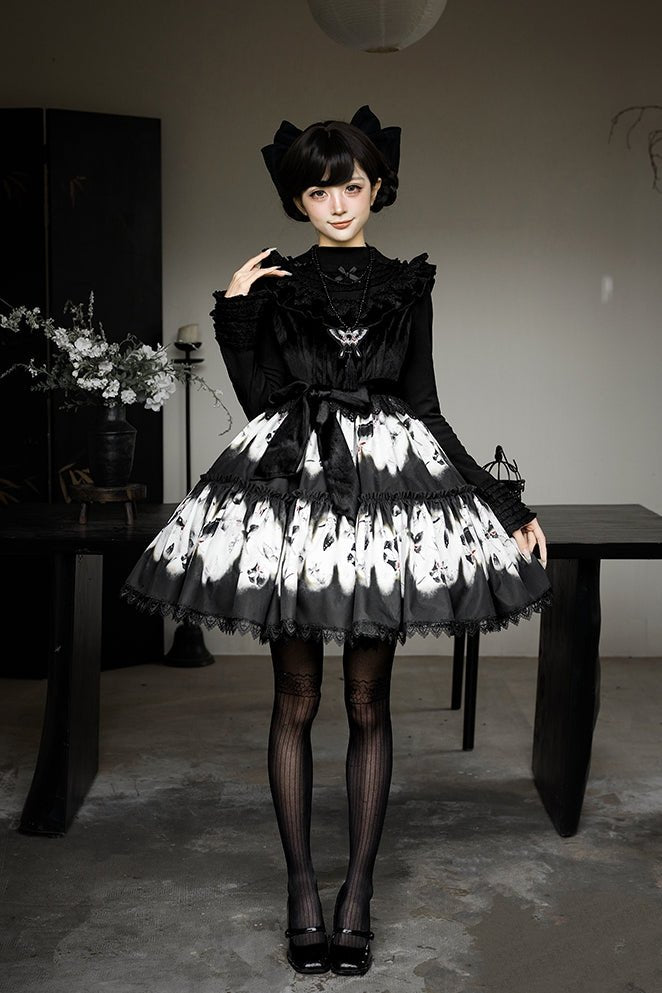 Dead Leaf Butterfly Pattern Lolita OP JSK - LolitaEraJSK SetSDead Leaf Butterfly Pattern Lolita OP JSK