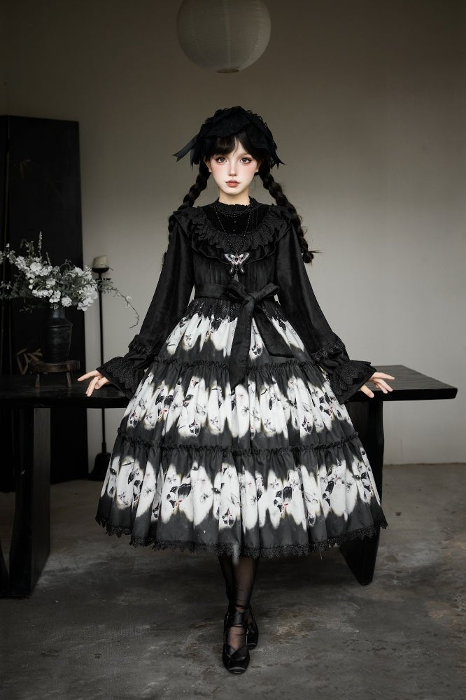 Dead Leaf Butterfly Pattern Lolita OP JSK - LolitaEraJSK SetSDead Leaf Butterfly Pattern Lolita OP JSK
