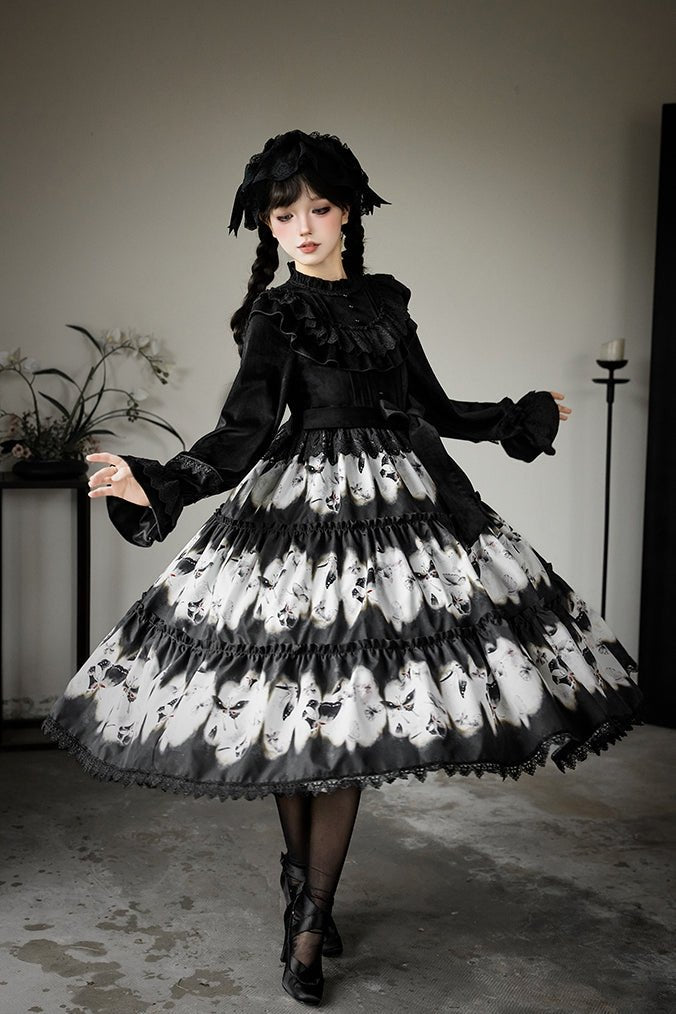 Dead Leaf Butterfly Pattern Lolita OP JSK - LolitaEraJSK SetSDead Leaf Butterfly Pattern Lolita OP JSK