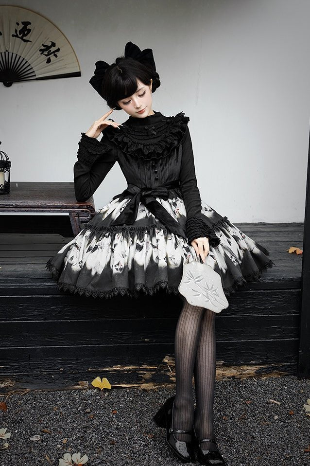 Dead Leaf Butterfly Pattern Lolita OP JSK - LolitaEraJSK SetSDead Leaf Butterfly Pattern Lolita OP JSK