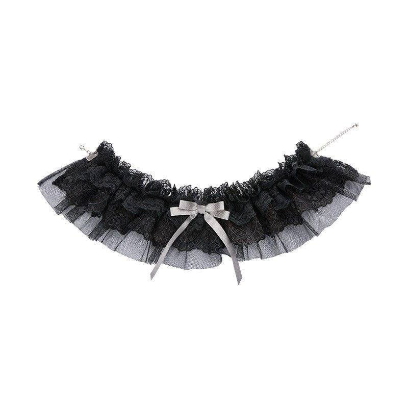 Deer Comes With Dreams Silver Black Lace Lolita JSK - LolitaEraNeck AccessoryXSDeer Comes With Dreams Silver Black Lace Lolita JSK