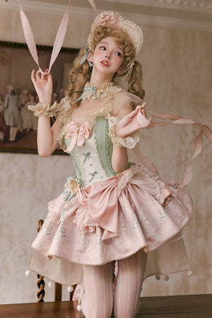 Deer Leaping Through Dreams Lolita Lace Train JSK - LolitaEraSetXSDeer Leaping Through Dreams Lolita Lace Train JSK