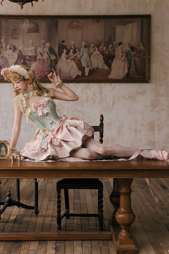 Deer Leaping Through Dreams Lolita Lace Train JSK - LolitaEraSetXSDeer Leaping Through Dreams Lolita Lace Train JSK