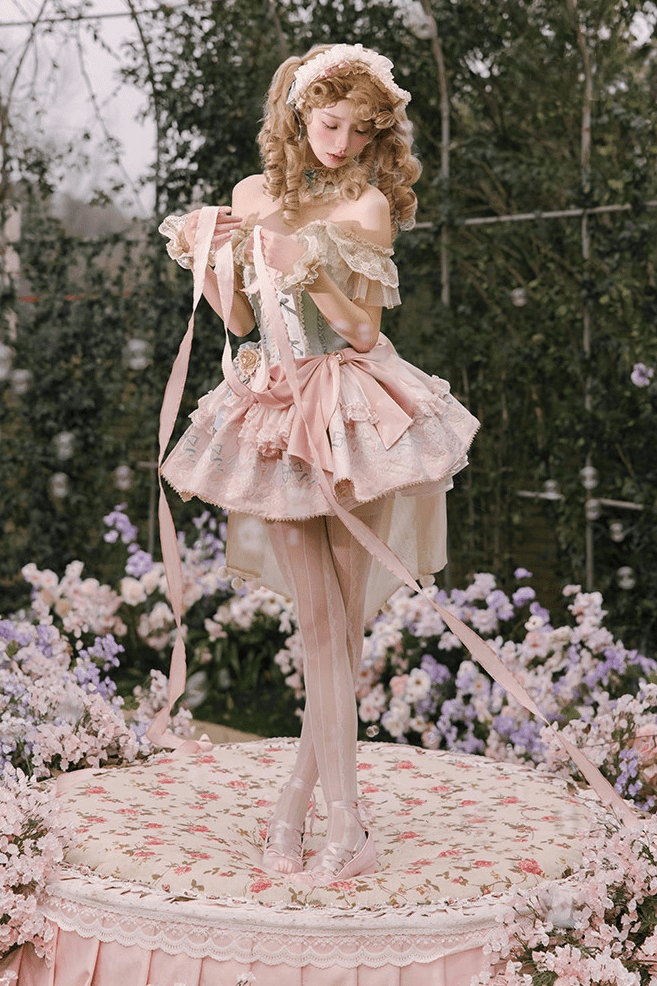 Deer Leaping Through Dreams Lolita Lace Train JSK - LolitaEraSetXSDeer Leaping Through Dreams Lolita Lace Train JSK