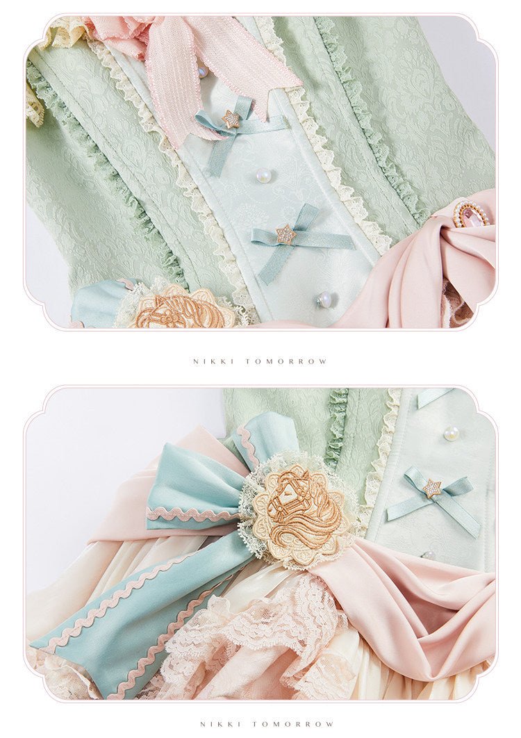 Deer Leaping Through Dreams Lolita Lace Train JSK - LolitaEraSetXSDeer Leaping Through Dreams Lolita Lace Train JSK